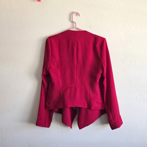 Red Love Tree Draped Waterfall Open Blazer Size Large - Picture 6 of 10